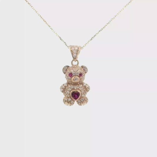 Teddy Bear red heart center CZ